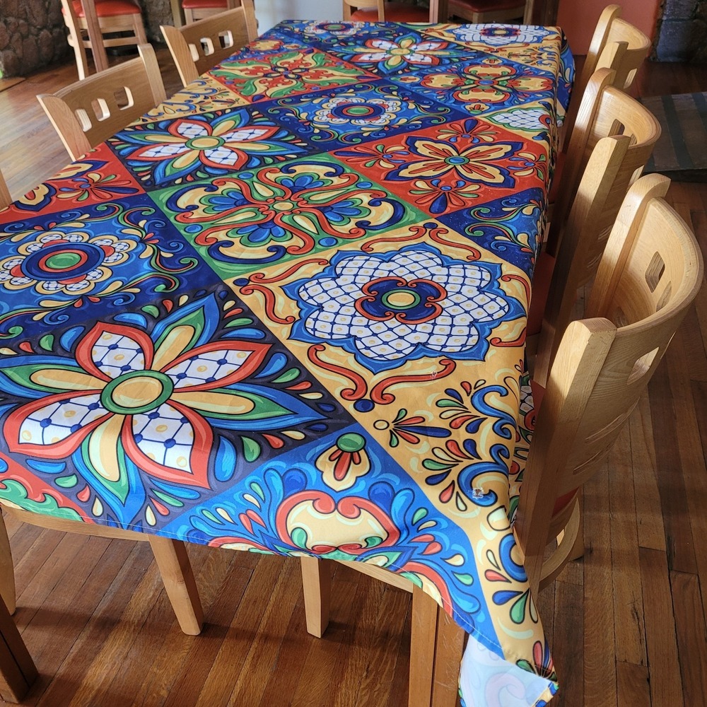 Fiesta Tablecloth 60x88 Indoor Outdoor Polyester Some small holes hard to tell